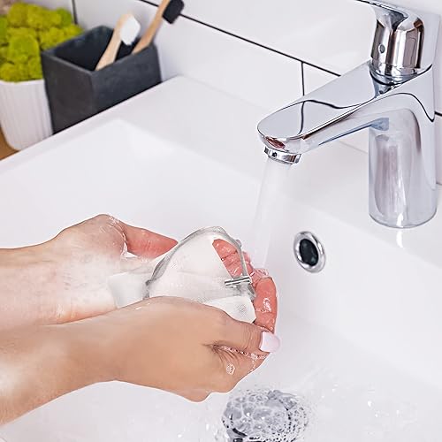 Miniatura 6 de Cobahom 6 bolsas de malla para jabón, malla de espuma de malla, bolsas de jabón hechas a mano, bolsas de malla de burbujas de jabón con cordón para