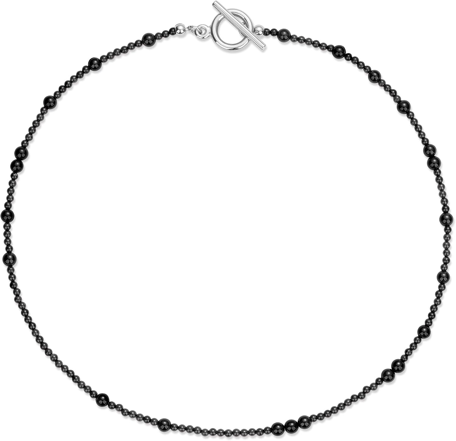 GAVU 4mm 2mm Red Beaded Necklace for Women, Black Onyx Red Carnelian Necklace for Women, Jewelry Gift for Her with Toggle Clasp 16"