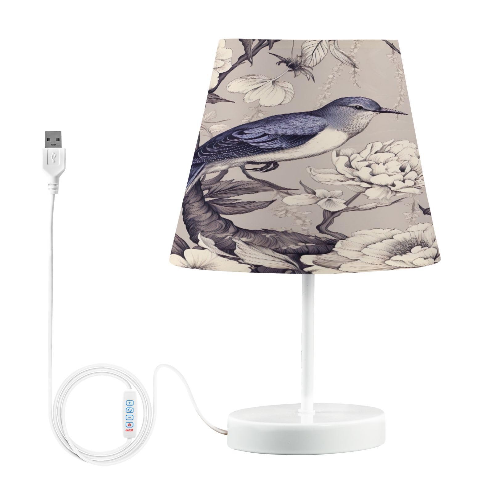 Waassud Bird Beside Table Lamp for Bedroom Desk Lamp 3 Color Temperatures with USB LED Nightstands Lamps for Living Room Office Large