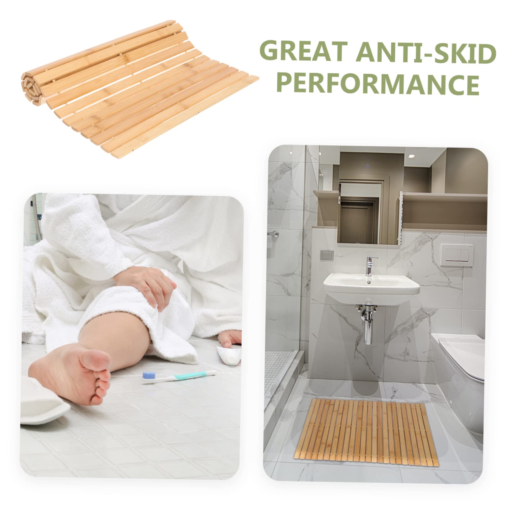 MAGICLULU Tapis de Salle de Bain en Bambou Antidérapant Marron sans Assemblage, Tapis Élégant et Multifonction pour Maison ou Présent de Pendaison de Crémaillère