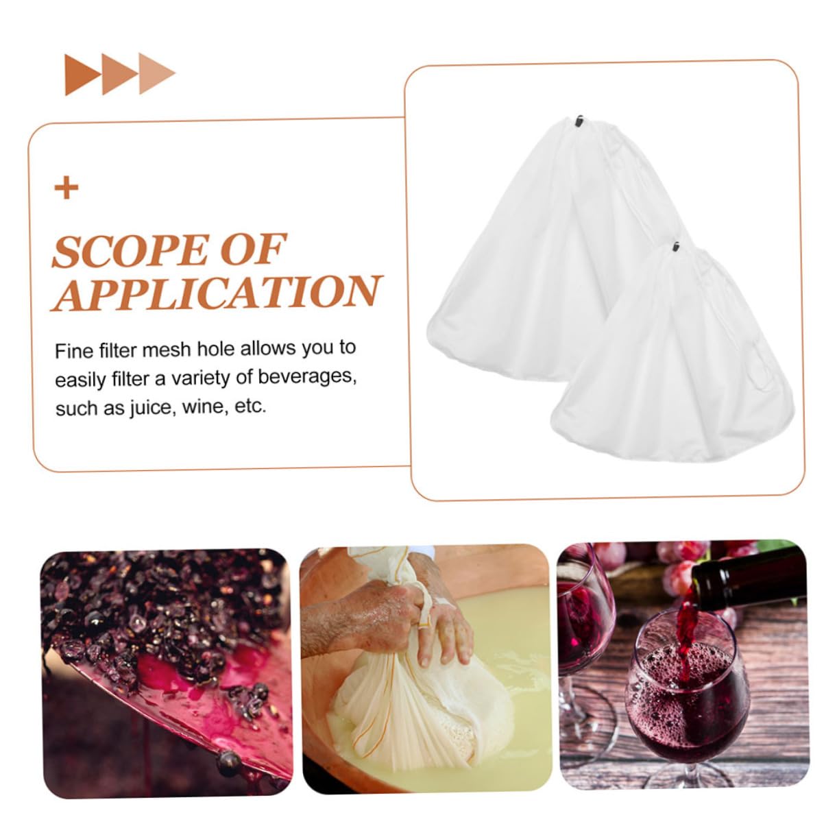 GRIRIW Brew Bag Juice Filter Bag 2pcs Reusable Brew Bags Drawstring Mesh Straining Bag