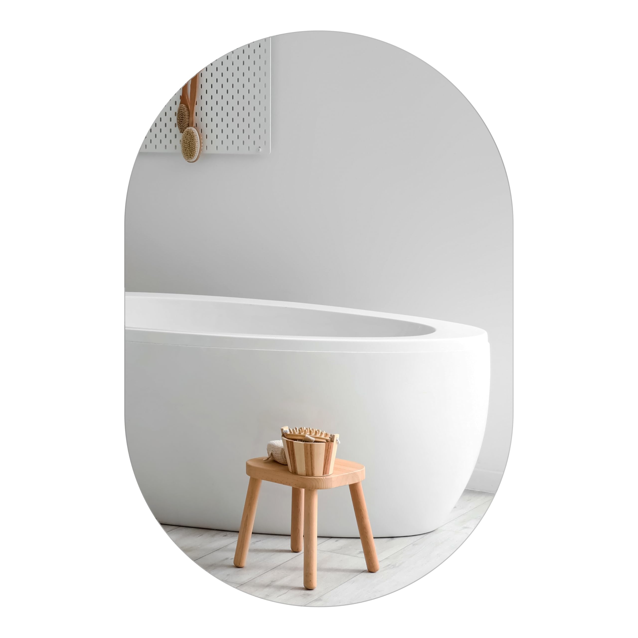 Home Selections Oval 40 X 60Cm Bathroom Mirror, 400 X 600Mm Frameless Wall Mounted Mirror With Polished Edge, Hangs Portrait And Landscape.