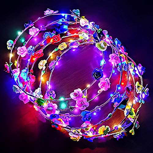 Phiraggit LED Garland, 10 LED Garland Dark Headgear glow, decoración floral brillante para bodas, Halloween, Navidad, artículos para fiestas (color aleatorio)