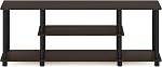 Furinno 12250R1DBR/BK Turn-N-Tube No Tools 3-Tier Entertainment TV Stands, 42-Inch, Dark Brown/Black | for TV up to 50 Inch, Open Frame Rectangular Entertainment Center with Storage Shelf, TV Console, for Living Room, Bedroom