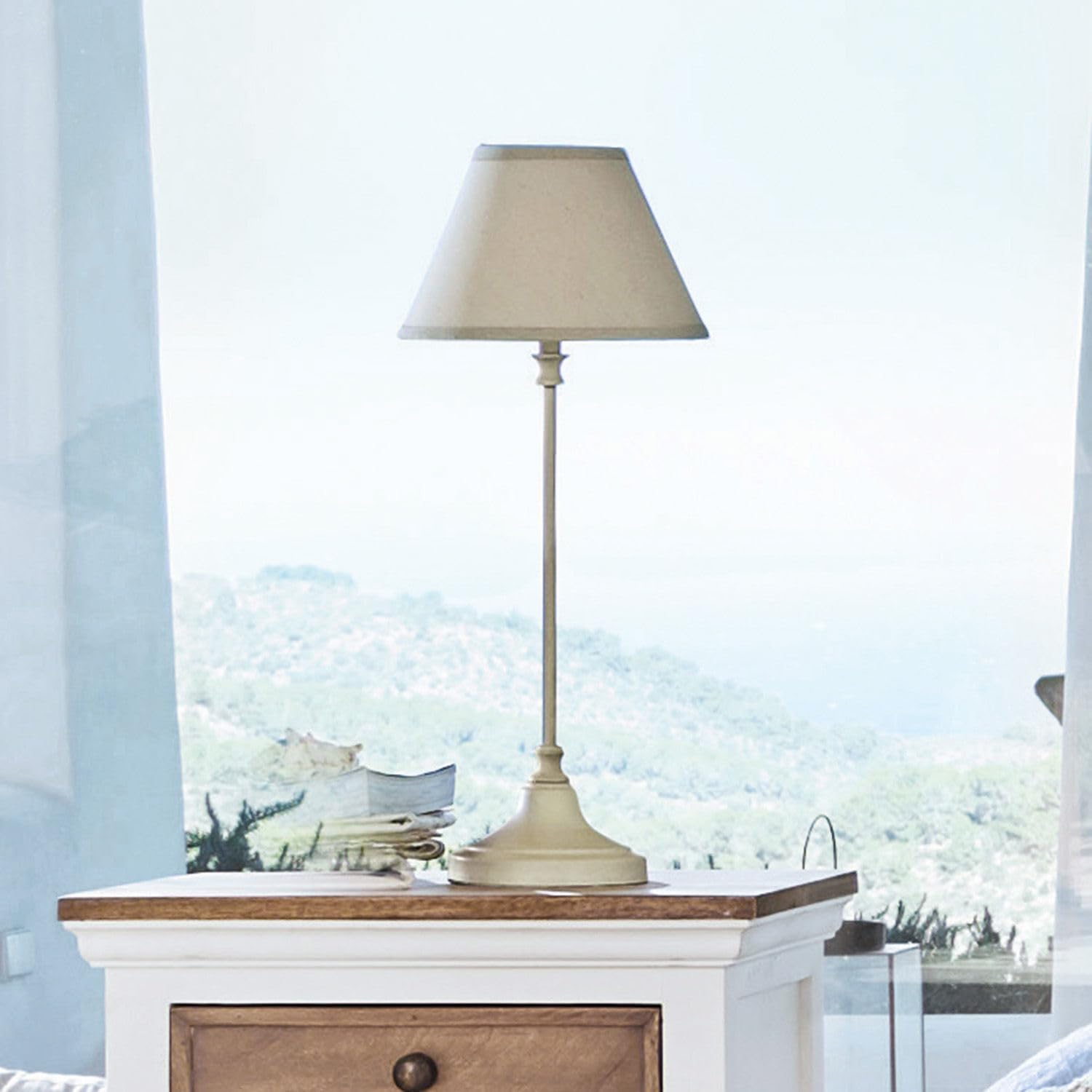 Loberon Tischlampe Swindon - beige/antikweiÃŸ