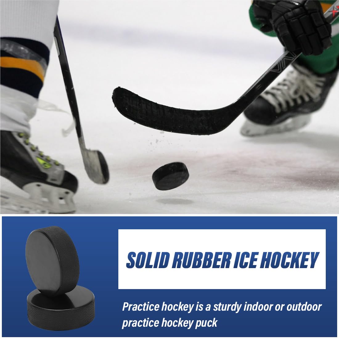 WUSJCOF 1 Pièce Palet de Hockey d'Entraînement, Palet Officiel en Caoutchouc Vulcanisé pour Adulte, 3” Diamètre / 1” Épaisseur, Résistant à l'Usure, Surface Lisse pour Hockey sur Glace (Noir)