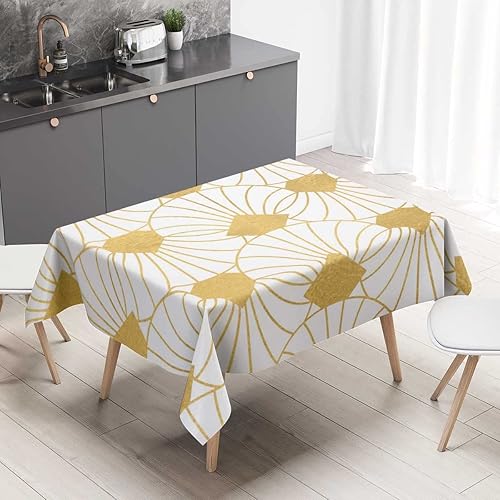 Mantel de picnic con diseño geométrico de textura dorada a cuadros para bodas, fiestas, fiestas, 52 x 70 pulgadas