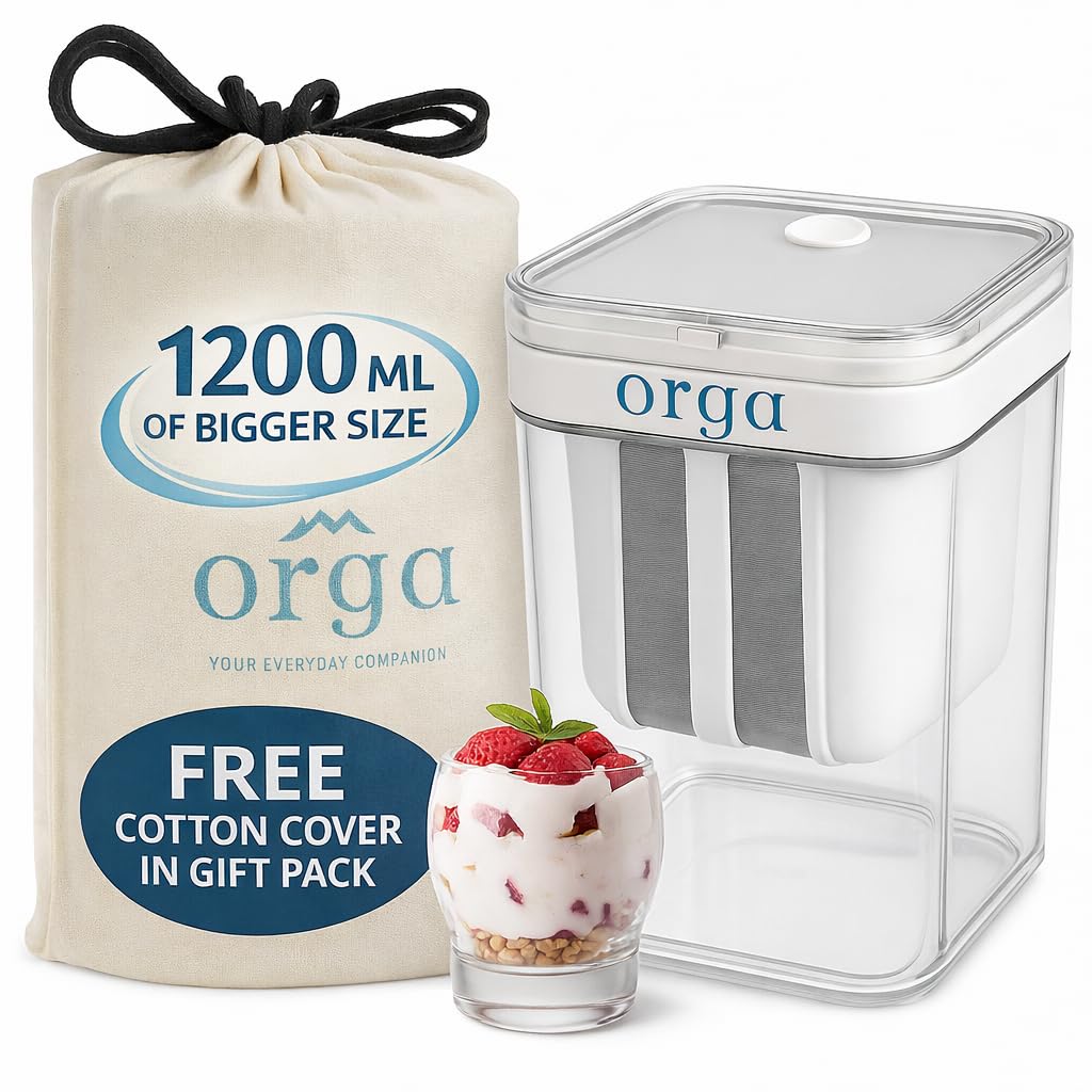 ORGA 1200 ML Greek Yogurt & Hung Curd Maker Bigger Size Fine Mesh Strainer with Cotton Cover | Multifunctional Yoghurt Filter | Curd Maker for Home |Homemade Yogurt, Paneer, Cheese & More (1200 ML)-image-40