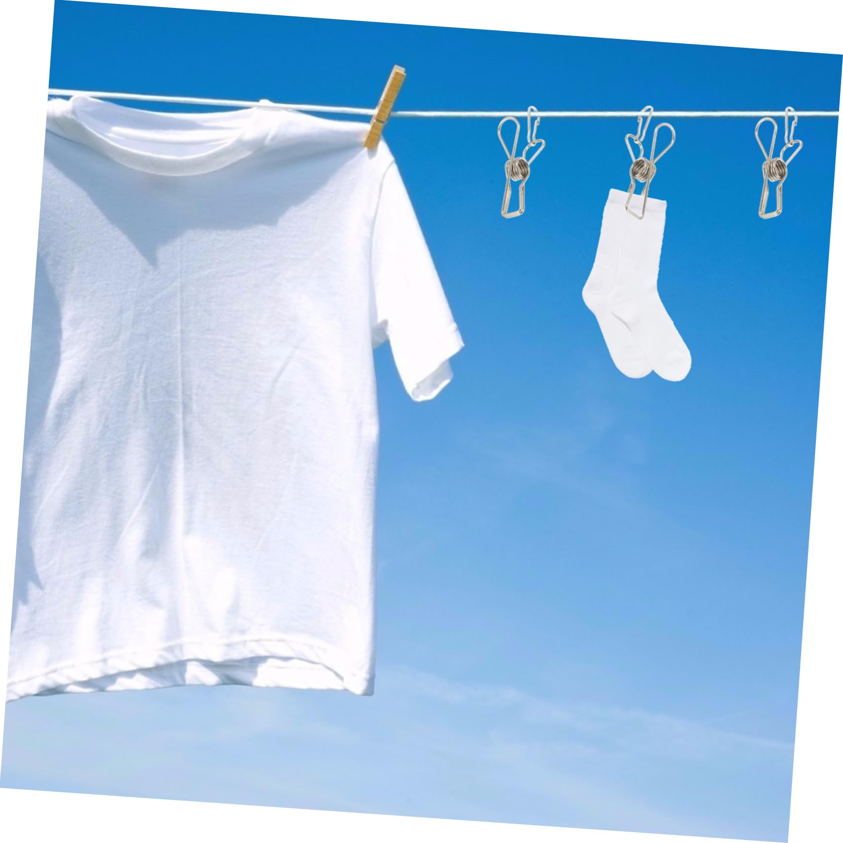 Pinzas de ropa de acero inoxidable para colgar en la ropa, 20 piezas de abrazadera de acero inoxidable resistente al viento, clip de acero inoxidable simple resistente al viento