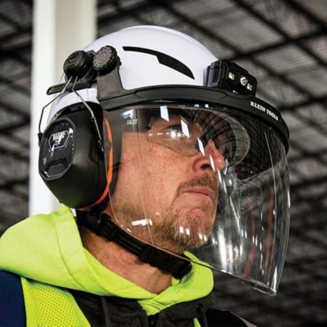 Klein Tools Face Shield for Safety Helmet and Cap-Style Hard Hats, Impact Rated, Anti-Fog, Low-Profile Design for Grinding - Image 8