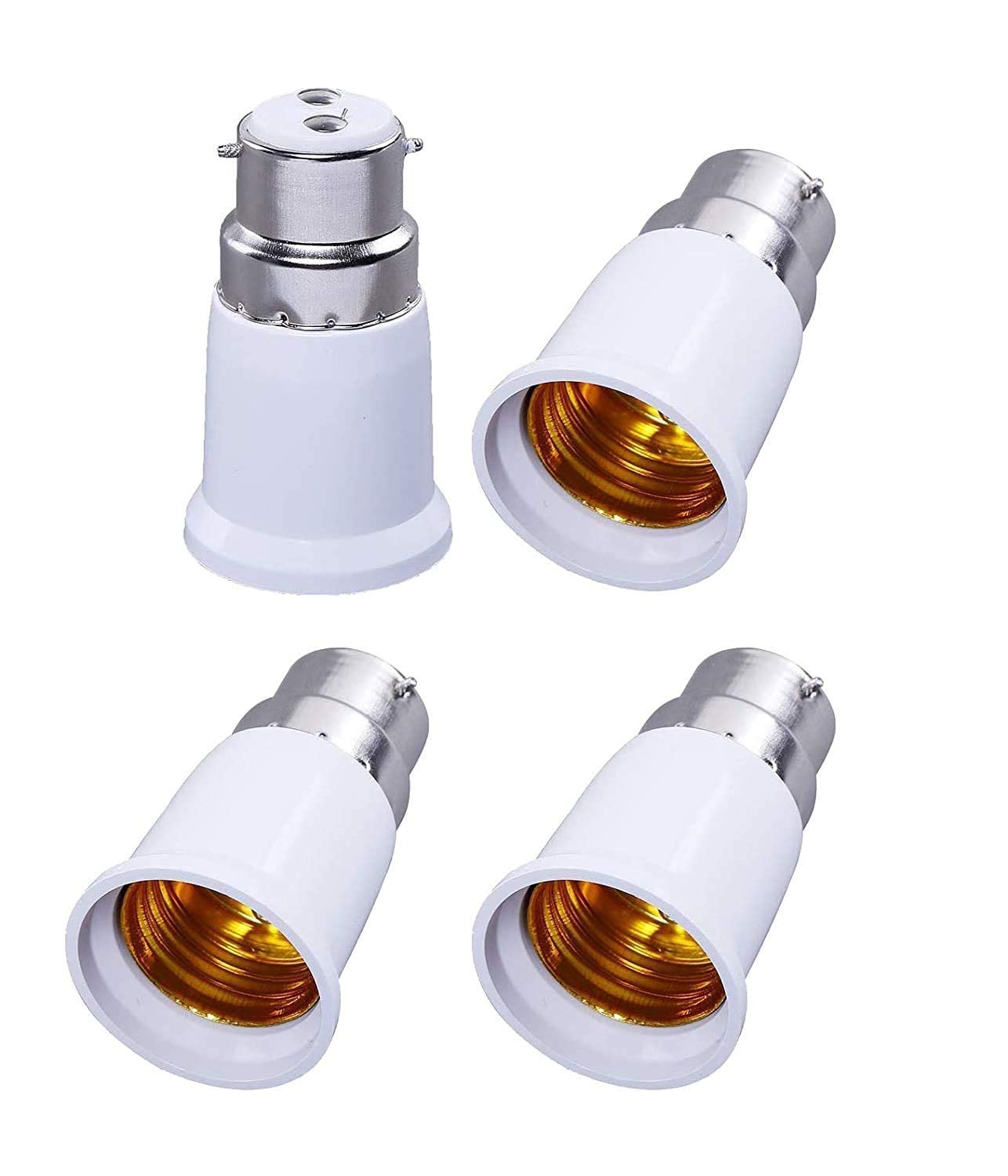 DIKANSHA® B22 to E27 Bulb Convertor Holder | Lamp Base Socket | Screw to Light Bulb Adapter Converter for Metal ED Halogen | CFL LED Halogen | Lamp Base Adapter (Copper, White,) (Pack of 4)-image-27