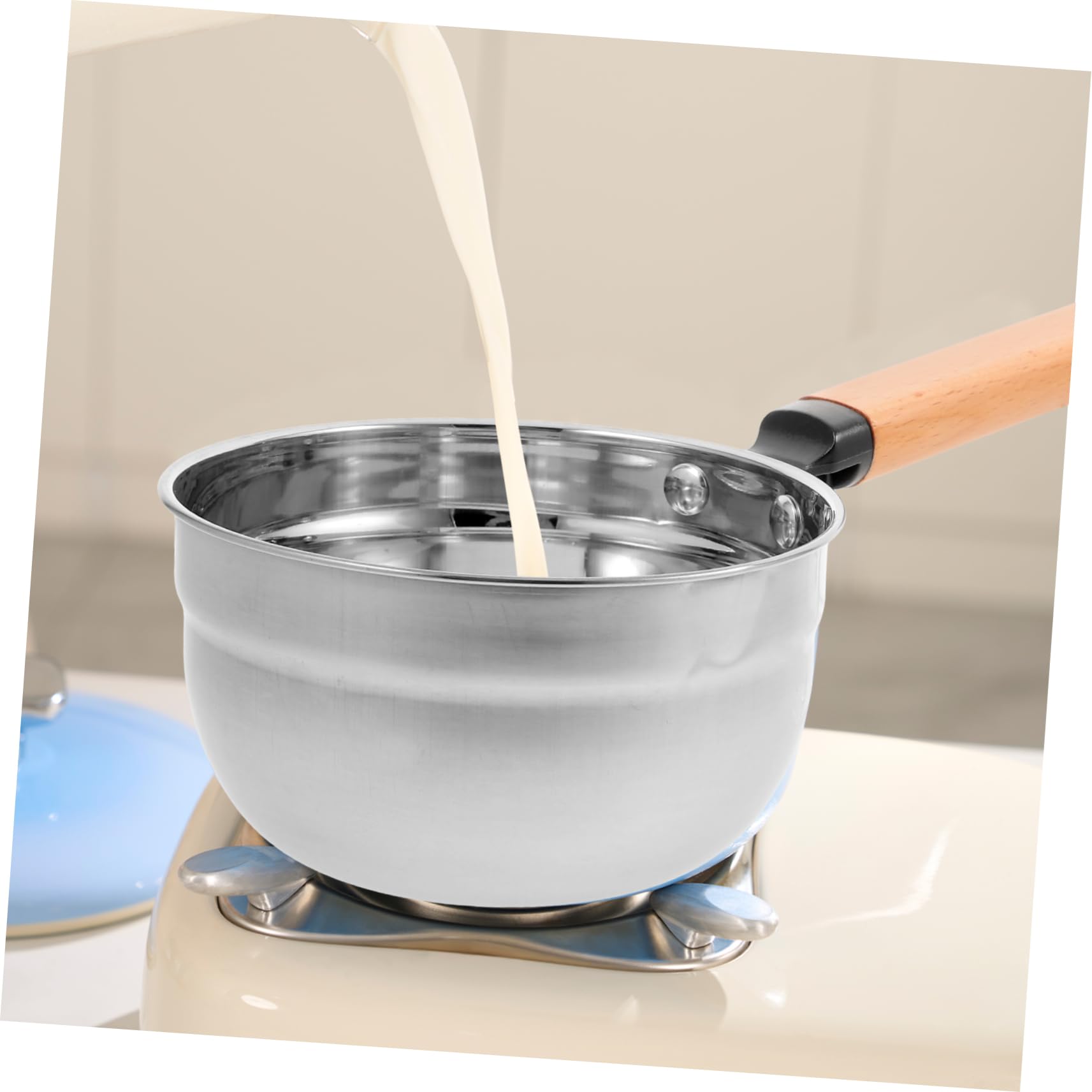 Louche Cuisine en Acier Inoxydable Manche en Bois, Ustensile Multifonctionnel et Finition Soignée pour Usage Domestique et Professionnel