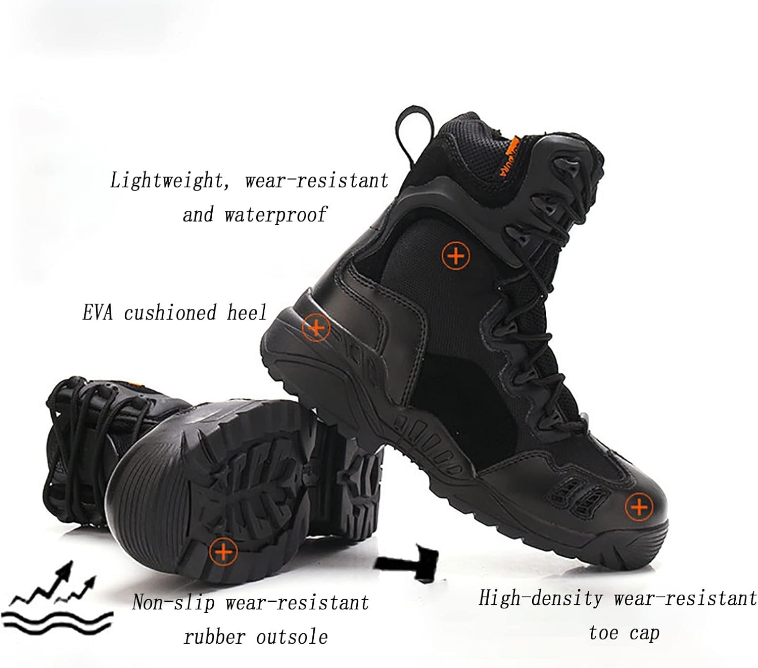 CLSQLXYJZC Men's Hiking Tactical Boots, High-top Spring Autumn Lightweight Breathable with Zipper Military Boots, Outdoor Lace-up Comfortable Durable Work Boots (Color : Brown, Size : 7.5)