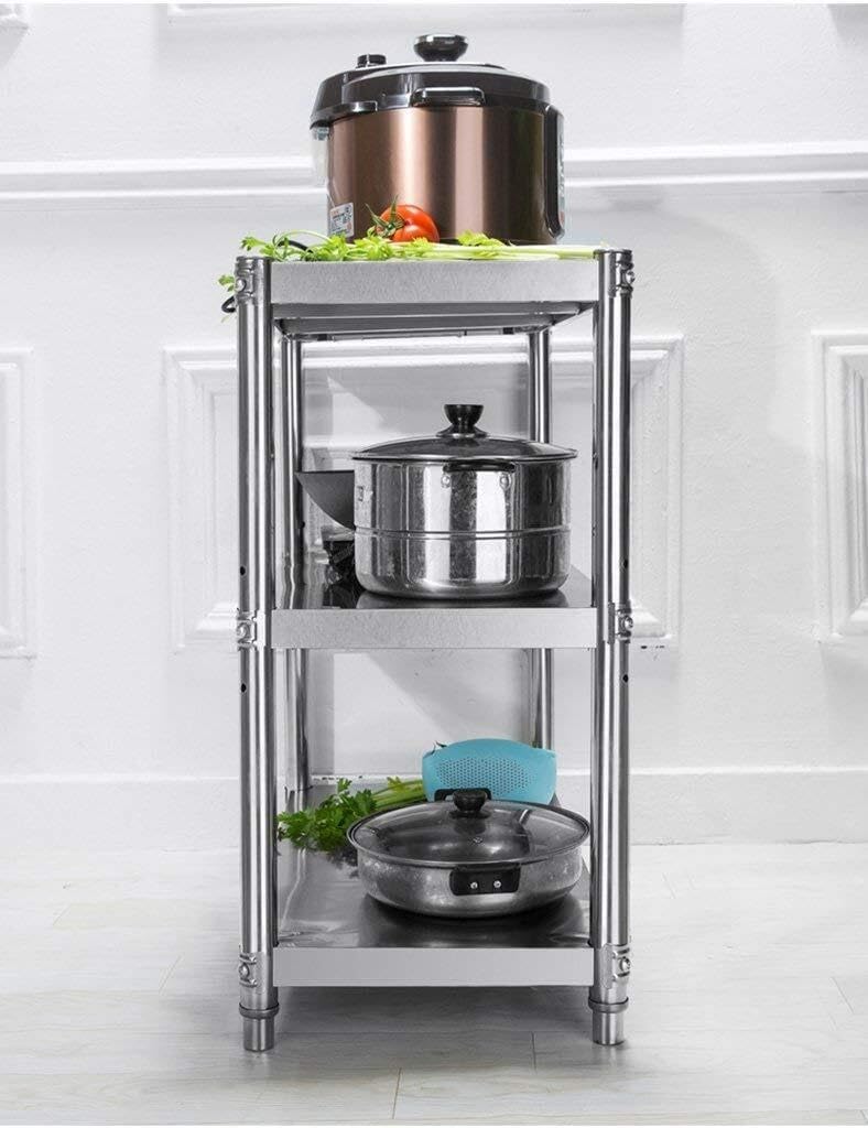 Stainless Steel 3-Layer Kitchen Storage Rack, Microwave Oven Stand, Floor Shelf Organizer – Spacious 120x50x80cm for Home(100 * 40 * 80CM)