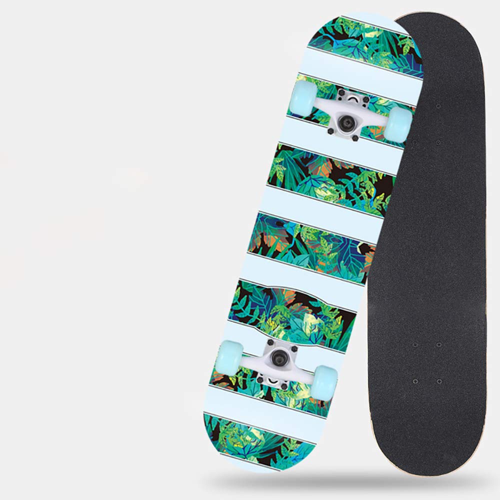 Planche à roulettes, 30 * 8 in 7 Couches Bois d'Erable Skateboard， 608 muet roulements+Haute élasticité PU Roue, pour Adolescents Adultes Débutants Filles Garçons Enfants