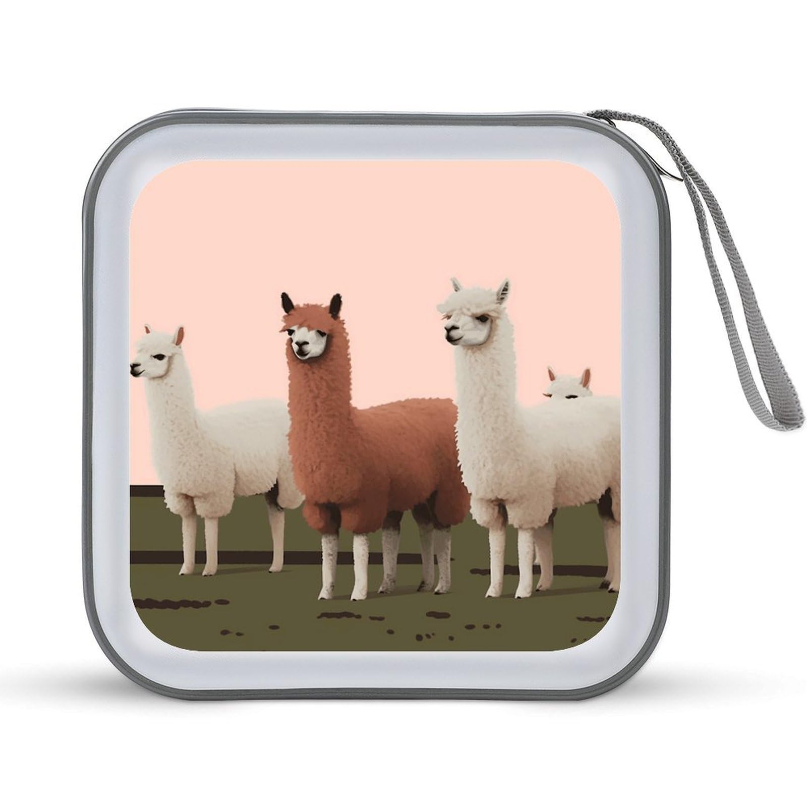 VstaDank Alpacas CD Case with Hand Strap Lightweight DVD Wallet Holder 40 Capacity CD/DVD Case Wallet Protective CD Wallet CD/DVD Portable Storage Binder for Car Home Office