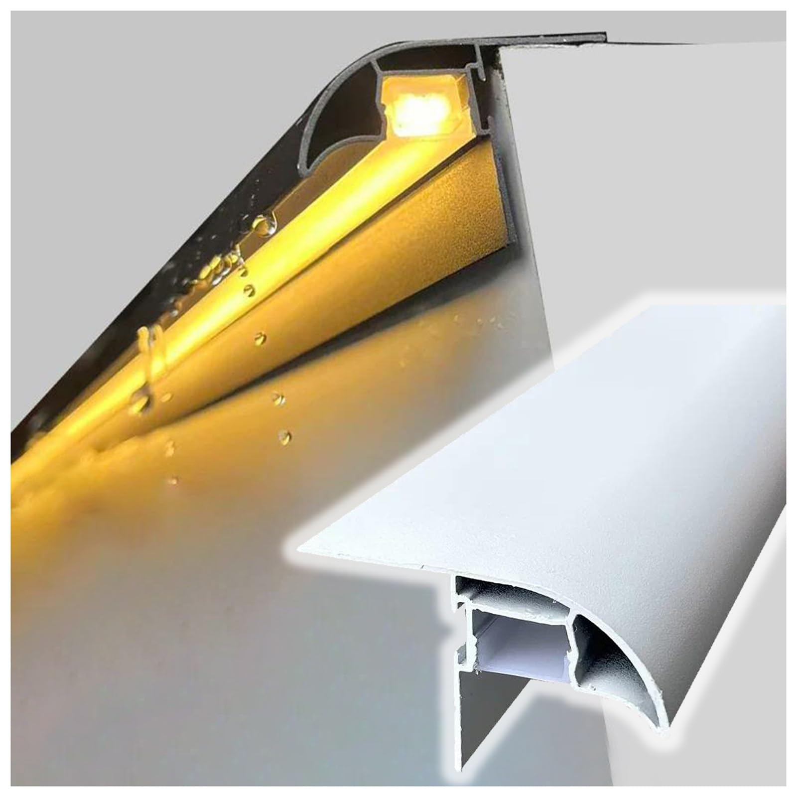 LXLZYXSF Roof Eaves Drip Linear Trim with LED Light Channel, Construction Drip Edge Profile for Parapet Walls/Window Sills, Rain Diverter Strip Cuttable(White W 33mm,11 Pack)