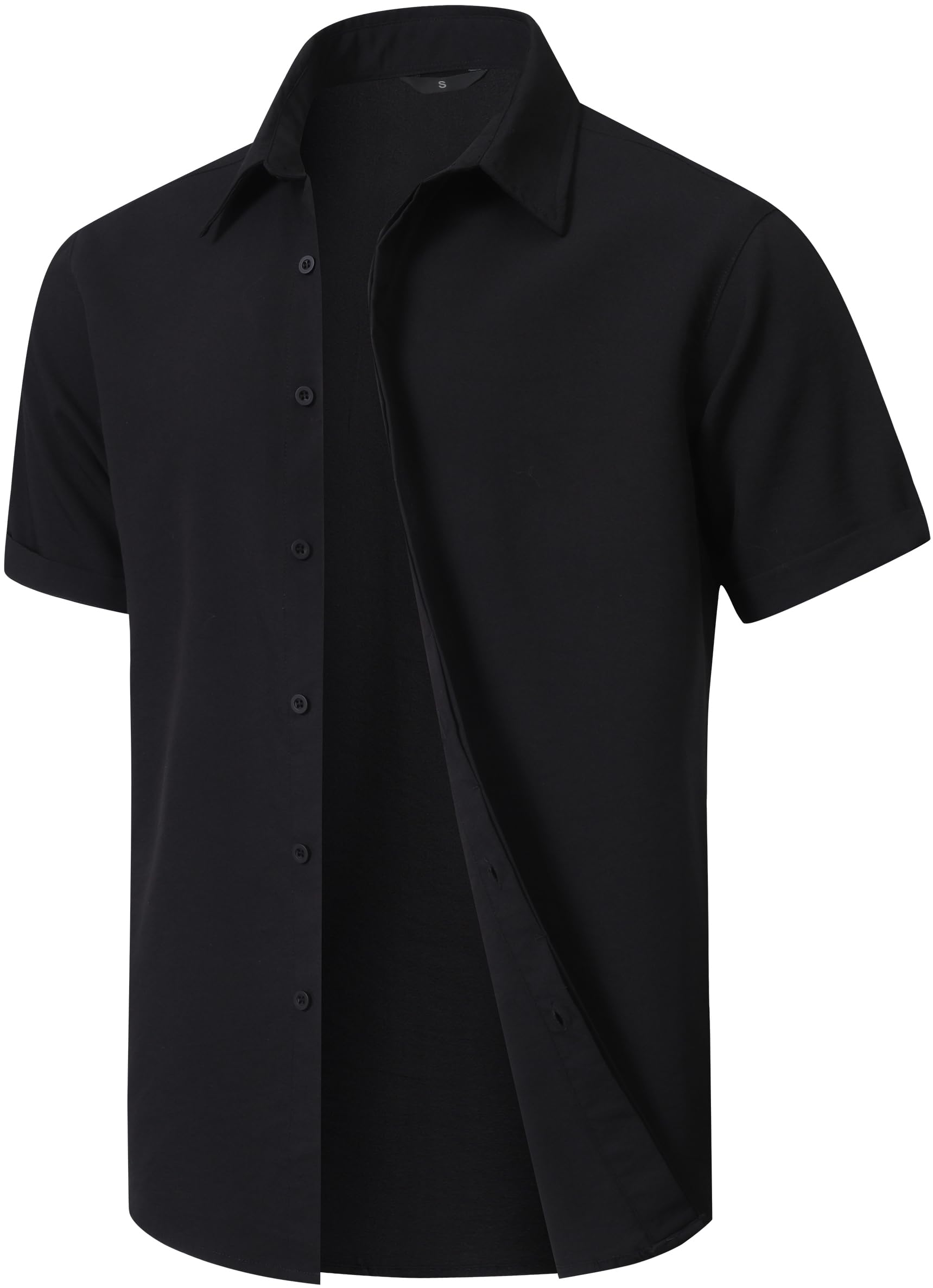 KTTEI Men's Short Sleeve Button Down Shirt Lightweight Stretch Blend Summer Shirts Casual Vacation Beach Tops