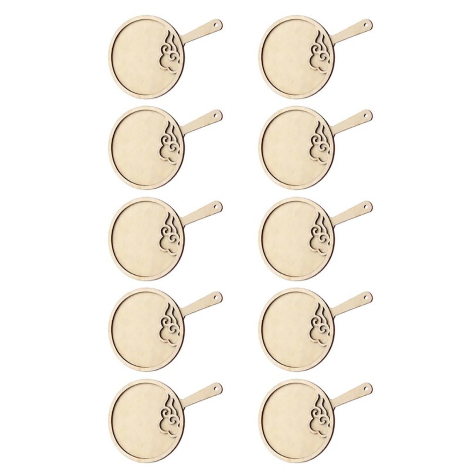 Xinsheinelry 10Pcs Wooden Ancient Handle Fan Unfinished Wooden Fan Shape Cutout for Art Painting Craft and Home Decoration Empty Chinese Admirers