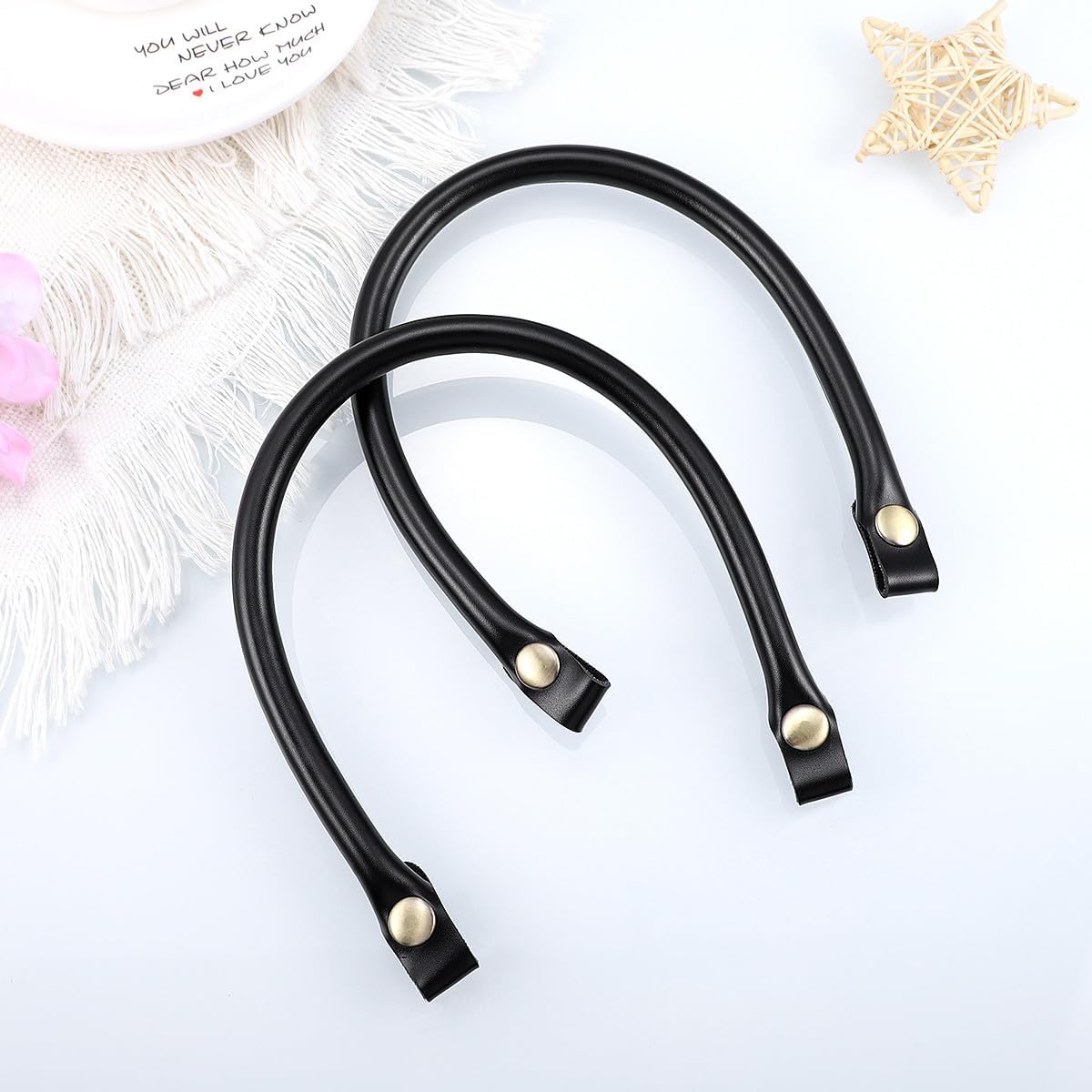 Sewroro 2pcs Pu Leather Handbag Handles Replacement Strap for Women Tote Purse Use, Black - Image 6