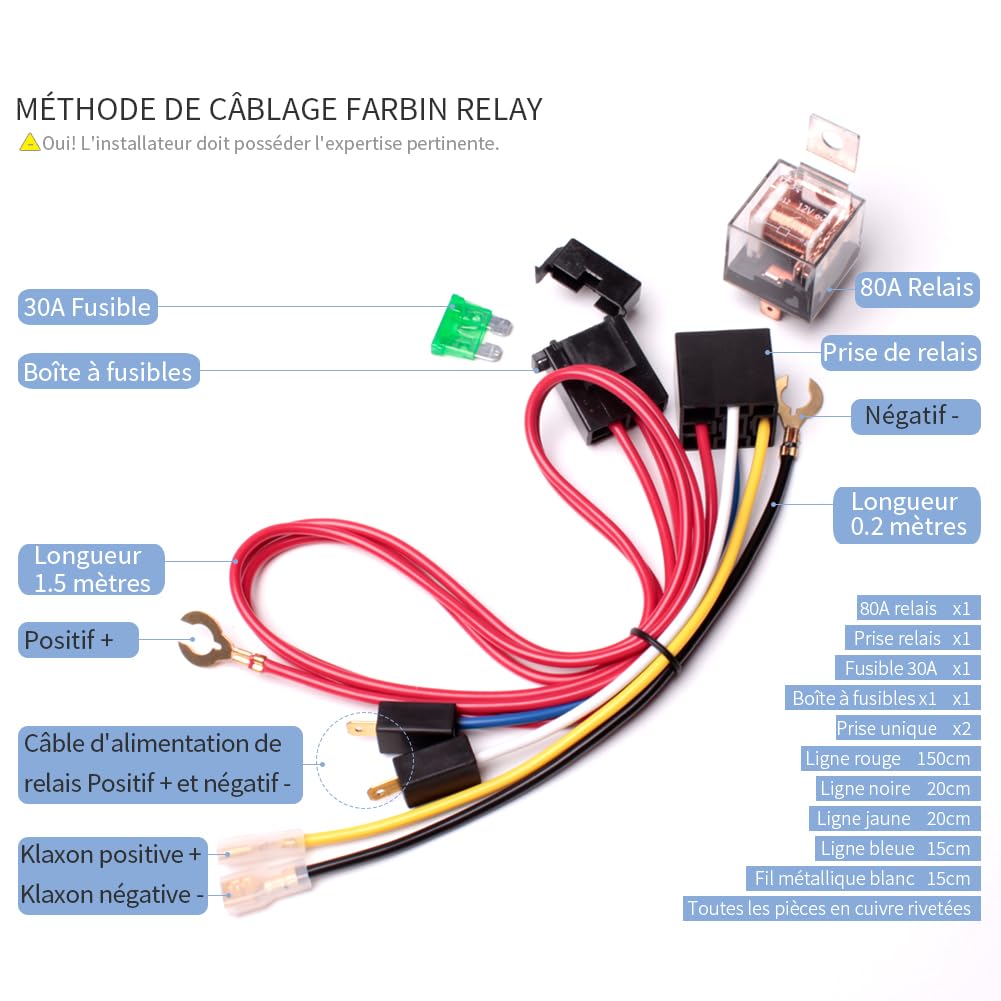 FARBIN Klaxon de Voiture 12V 150dB Puissant Klaxon à Air Chrome Zinc Klaxons de Camion Double Tube Trompette Argent avec Compresseur Pompe à Air Relais Faisceau Câble pour Tout 12V Voiture Camion Moto