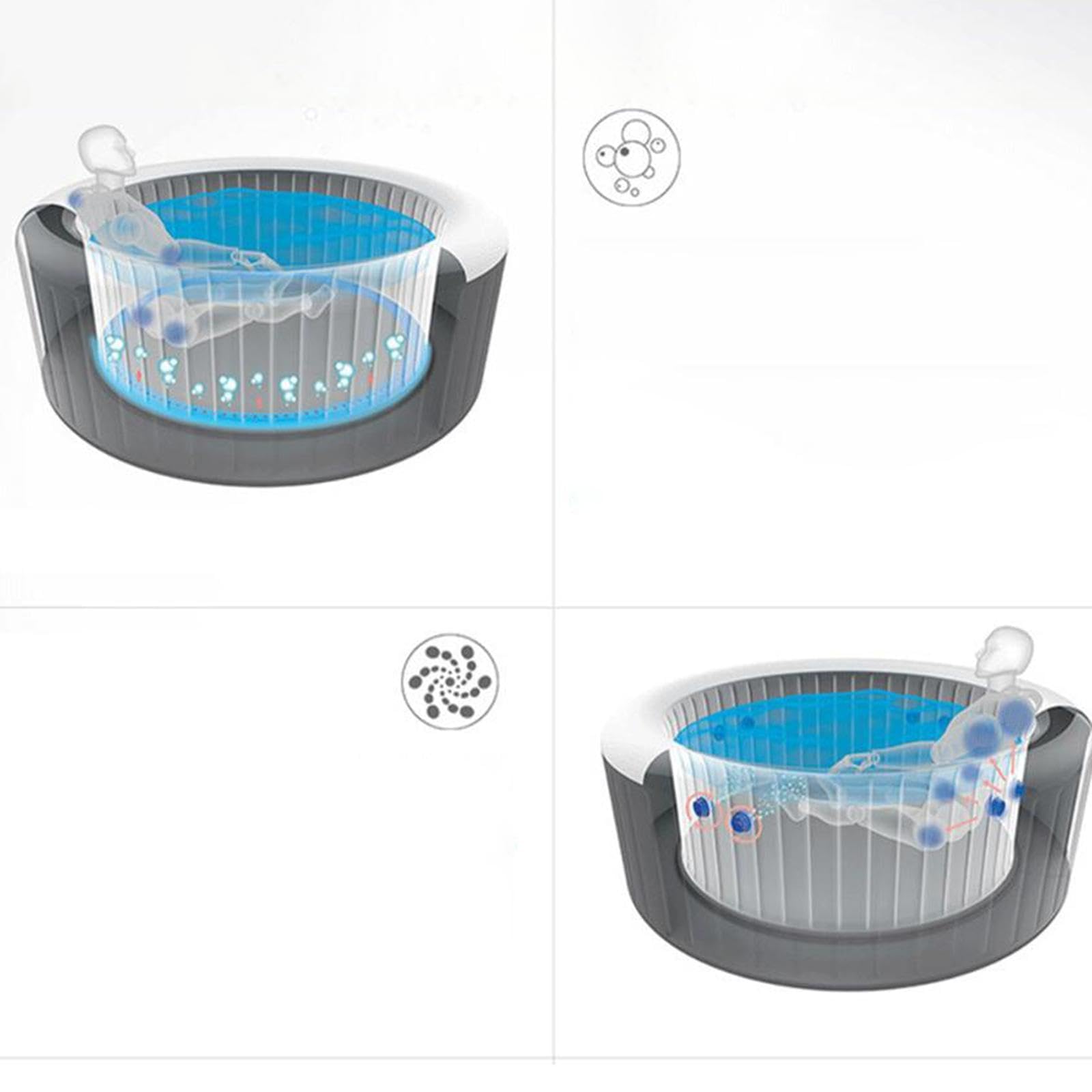 Spa Gonflable d'extérieur pour 4 à 6 Personnes, Spa Rond avec Chauffage Intelligent, pour fête en Plein air dans l'eau de Cour