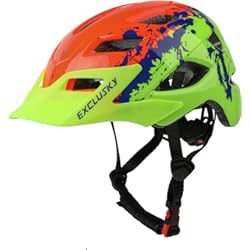 Casco Ollie Bicicleta Casco Bici Niño 50-57cm, Exclusky Casco Bicicleta Niño con Visera para Casco Enduro MTB BMX Patinete Ciclismo (5-13 Años)