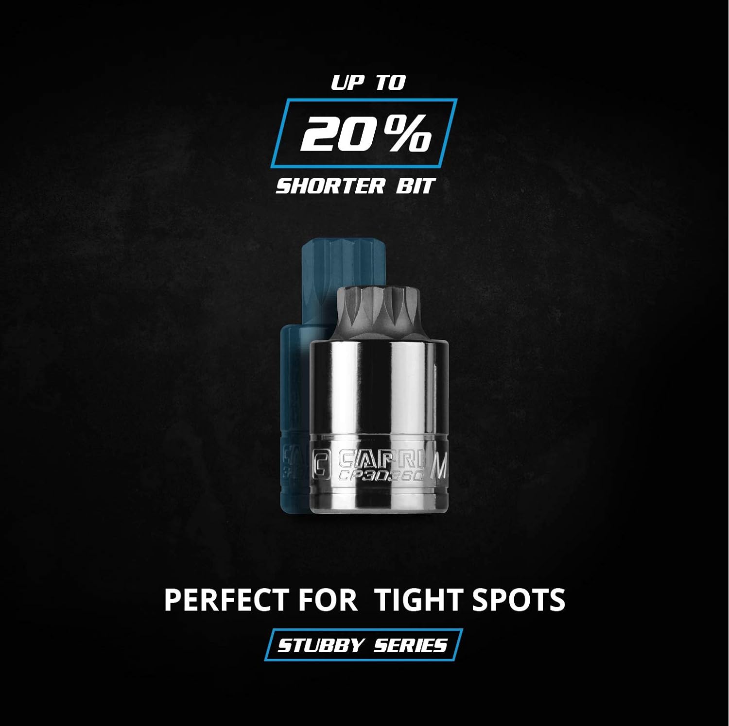 Stubby bit design for tight spots