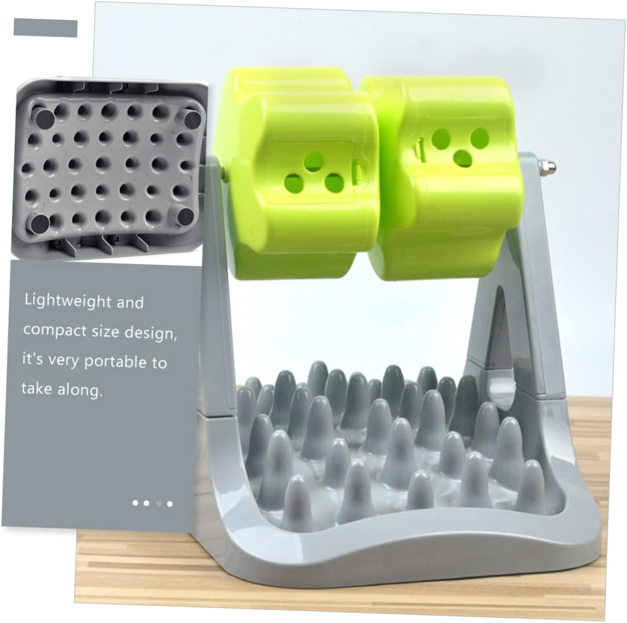 BESPORTBLE Automatic -Choking Dog Food Feeder Rotating Design Puppy Feeding Bowl with -Grade Material for Stress Mealtime Gray Green