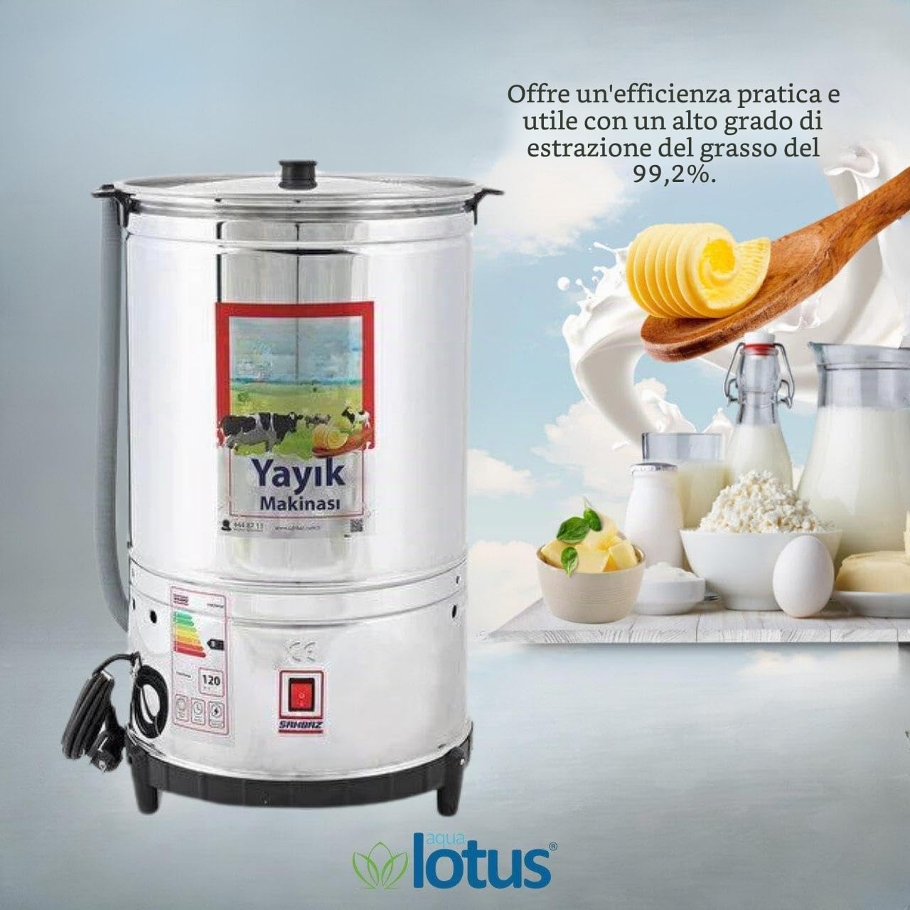 aqua lotus Macchina per burro, Latticello Elettrico, Ayran, Yayik (20 lt.)