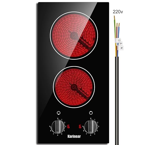 Karinear 2 Burner Electric Cooktop 12 Inch Built-in Radiant Stove