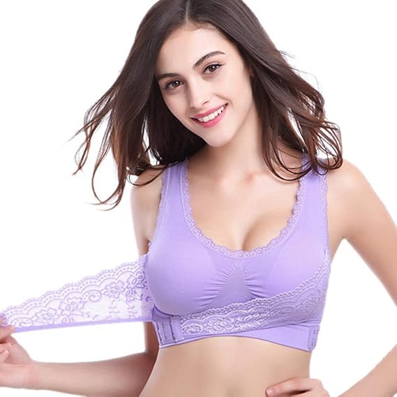 Amazon 夜用ブラ 2枚セット ナイトブラ 育乳 ブラジャー バストアップ 3d補正 谷間メイク ノンワイヤー ノンストレス ソフトふんわり 背中美人 スポーツブラ 寄せブラ 盛る パープル 二枚 L フィットネス トレーニング スポーツブラ 通販