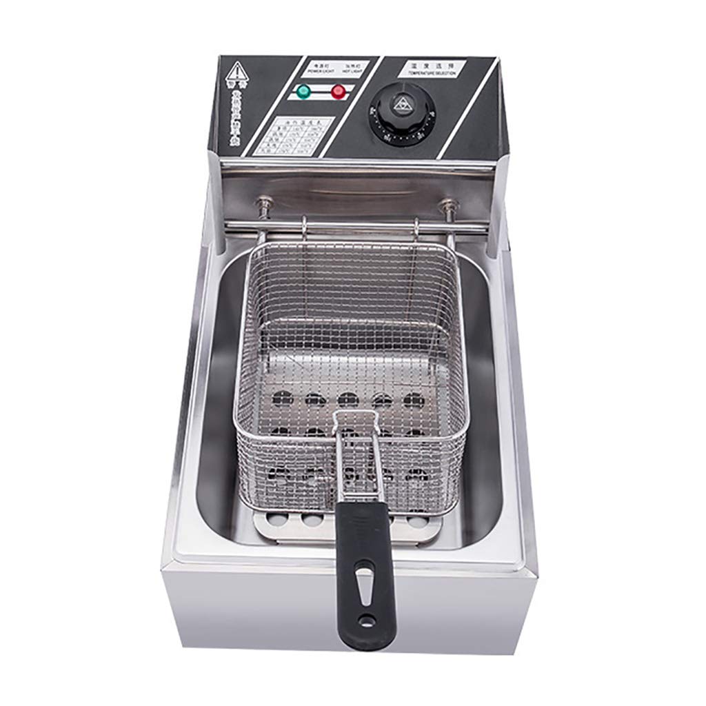 Freidora eléctrica Comercial de 10 l, de Acero Inoxidable, de una Sola Cesta, para Uso Industrial, para Restaurante, para freír Patatas Fritas caseras, Pollo y Patatas Fritas en la