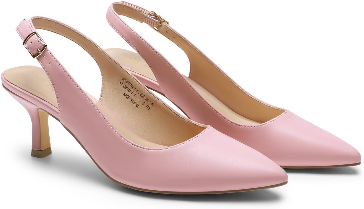 DREAM PAIRS Women's Kitten Heels Slingback Closed Pointed Toe Low Pumps Shoes Women Party Wedding Sexy Casual Dress Shoes - Image 5