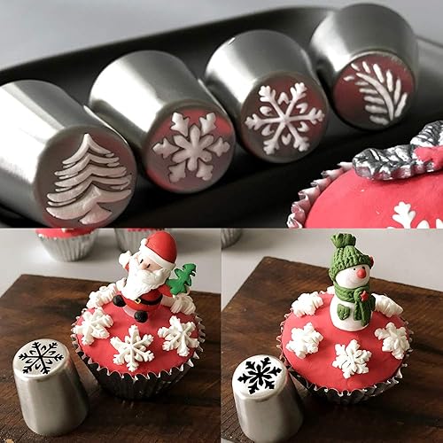 Miniatura 3 de 5 boquillas de glaseado de pastelería navideña, juego de puntas especiales de acero inoxidable ruso para tuberías (1 árbol de Navidad, 2 puntas de