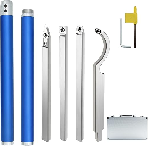 Kingson Juego de herramientas de torneado de madera con punta de carburo, 20 pulgadas de tamaño completo, acabado más rugoso, cuello de cisne,