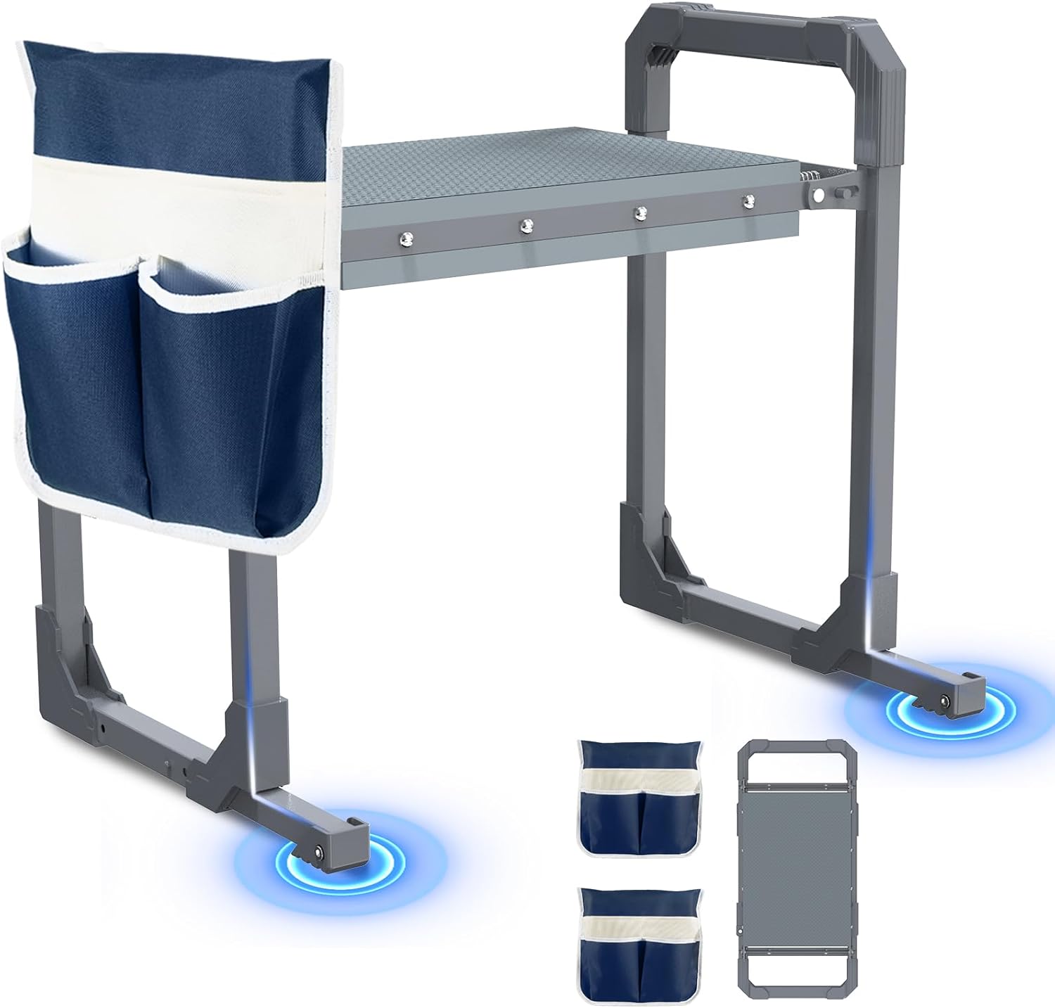 Garden Kneeler and Seat with Anti-Tipping Design, 2-in-1 Heavy Duty Foldable Gardening Stool, Thick Soft Kneeling Pad, 2 Tool Pouches, 400 lbs - Perfect Gardening Gift for Women, Men, Seniors (Green)