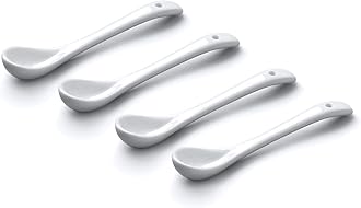 Wm Bartleet & Sons Set of 4 Small Traditional Porcelain Salt, Condiment and Spice Spoons (10cm) – White