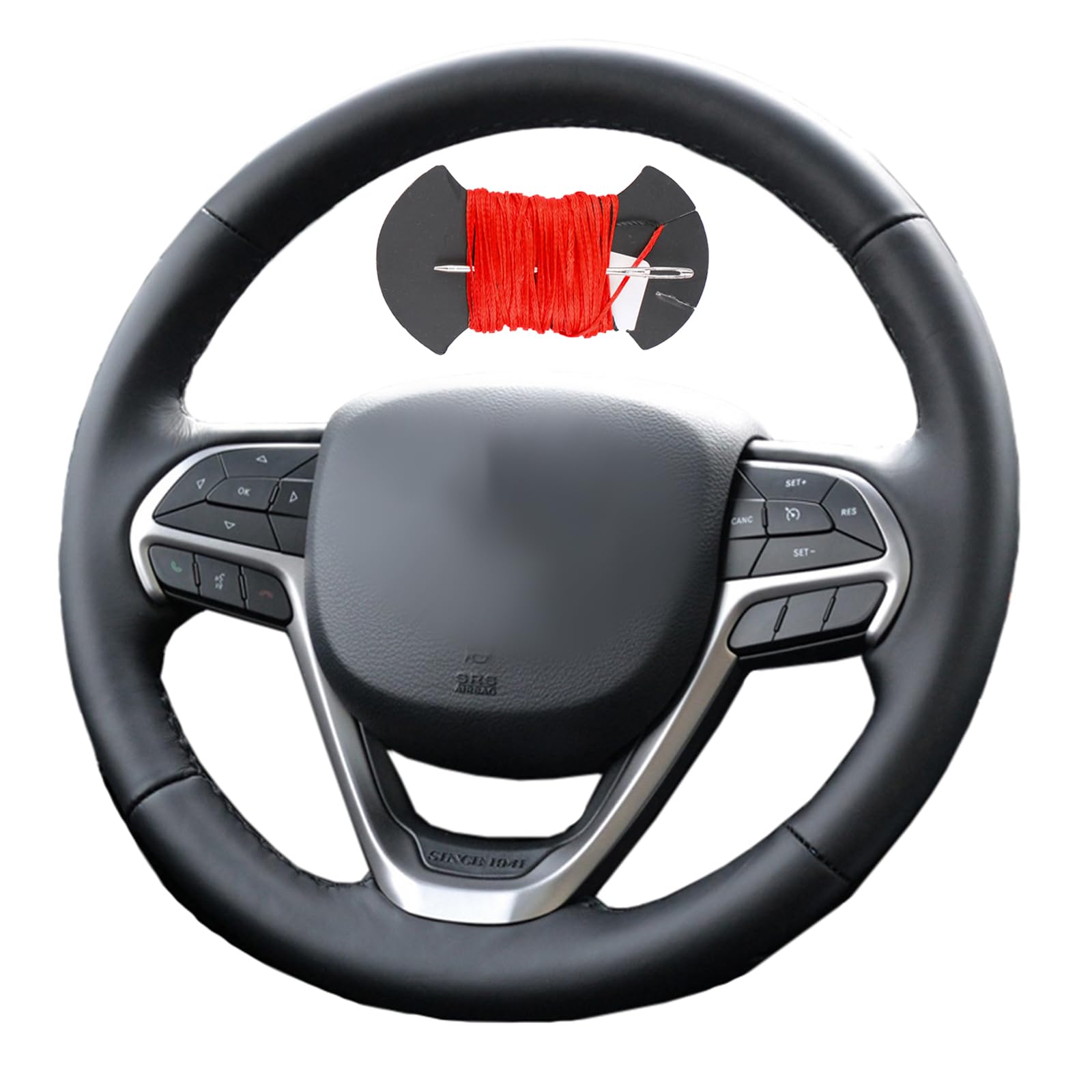 Microfiber Leather Car Steering Wheel Cover Anti-Slip Stitch Wheel Wrap Fit for Grand Cherokee 2014 2016 2017 2018 2019 2020 Jeep Cherokee,Red