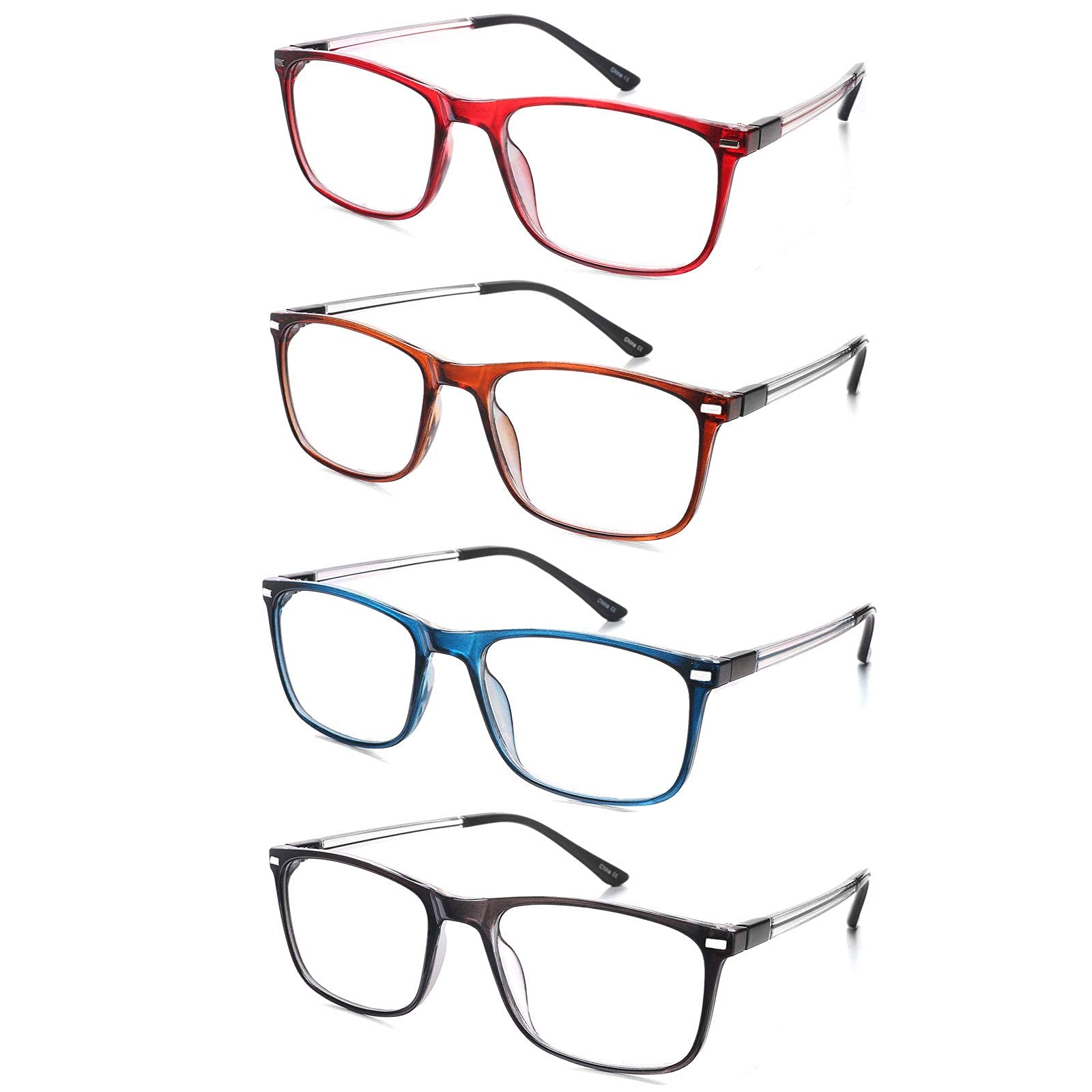 EFE Gafas Presbicia Mujer Hombre Gafas de Lectura Valor Pack 5 Hombre Mujer Unisex con Diseño de Patrón de Templo de Moda Buena Vision Anti Luz Azul Calidad Bisagras de Resorte Lectores