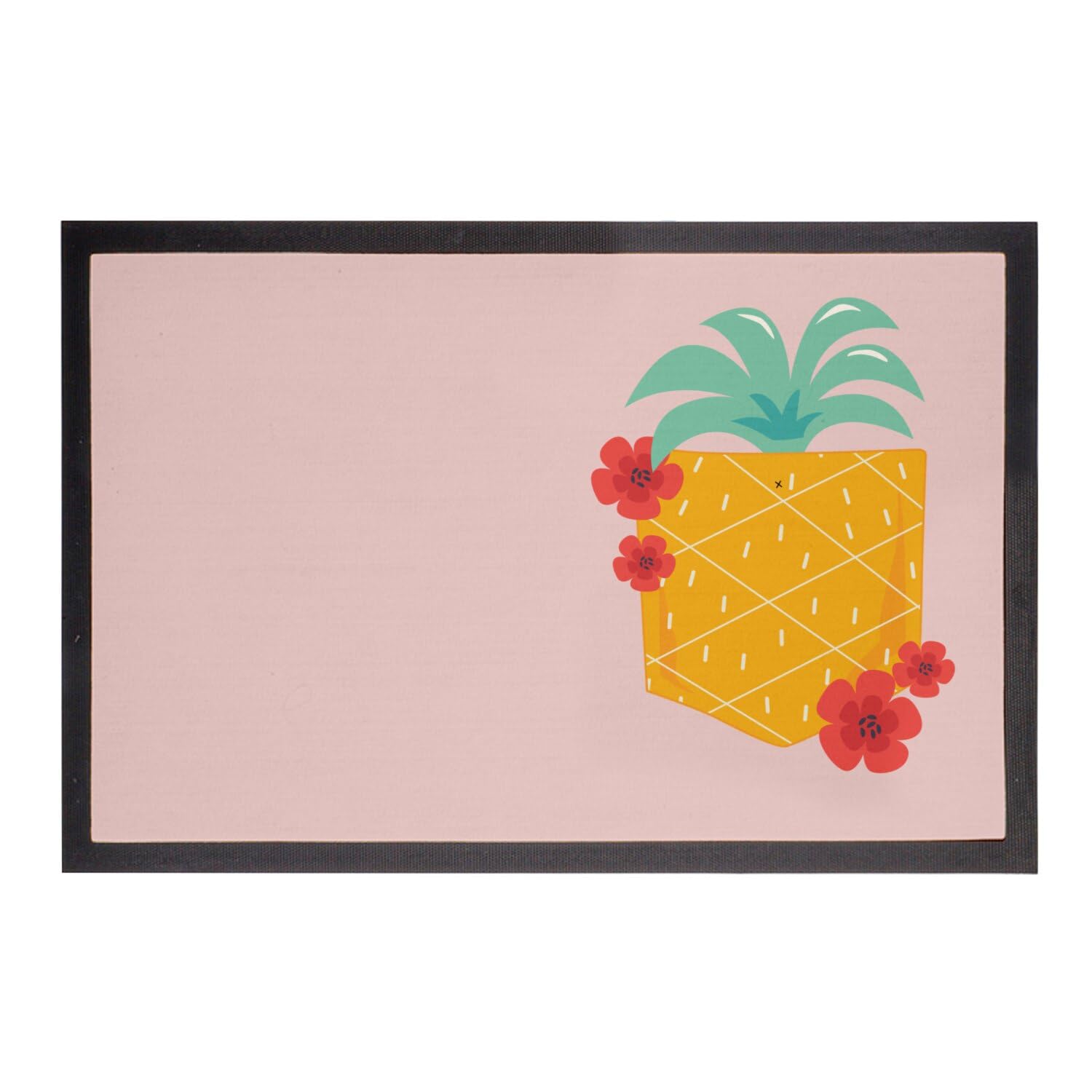 Paillasson rose ananas dessin joyeux tapis de sol pour entrée accueillante