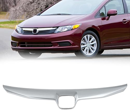 Miniatura 1 de KARPAL Moldura de rejilla delantera compatible con Honda Civic Sedan Chrome HO1210127 2009-2011