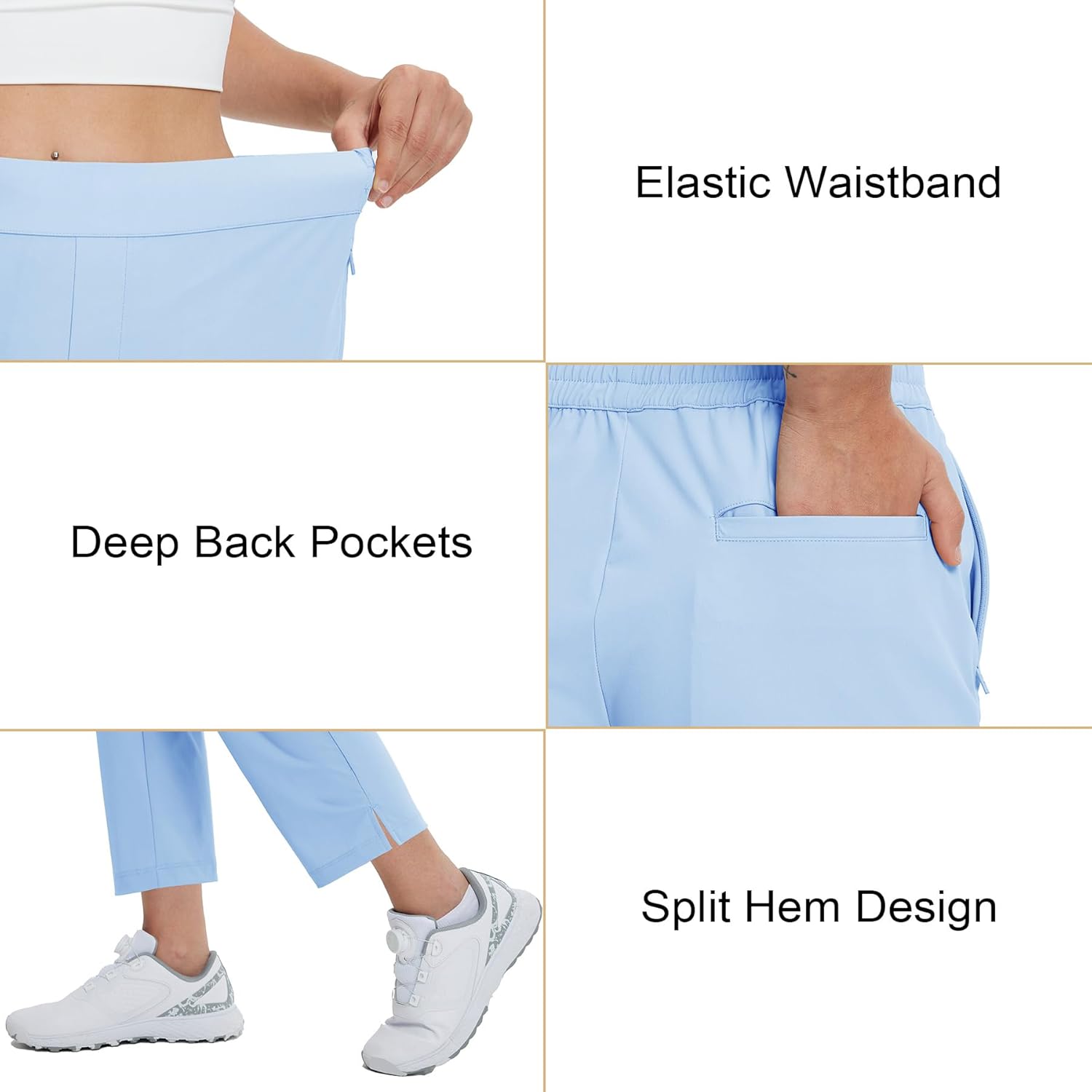 M MAELREG Women's Golf Pants with Zip Pockets 7/8 Ankle Stretch Lightweight Sweatpants for Athletic Hiking Travel Work Lounge - Image 4