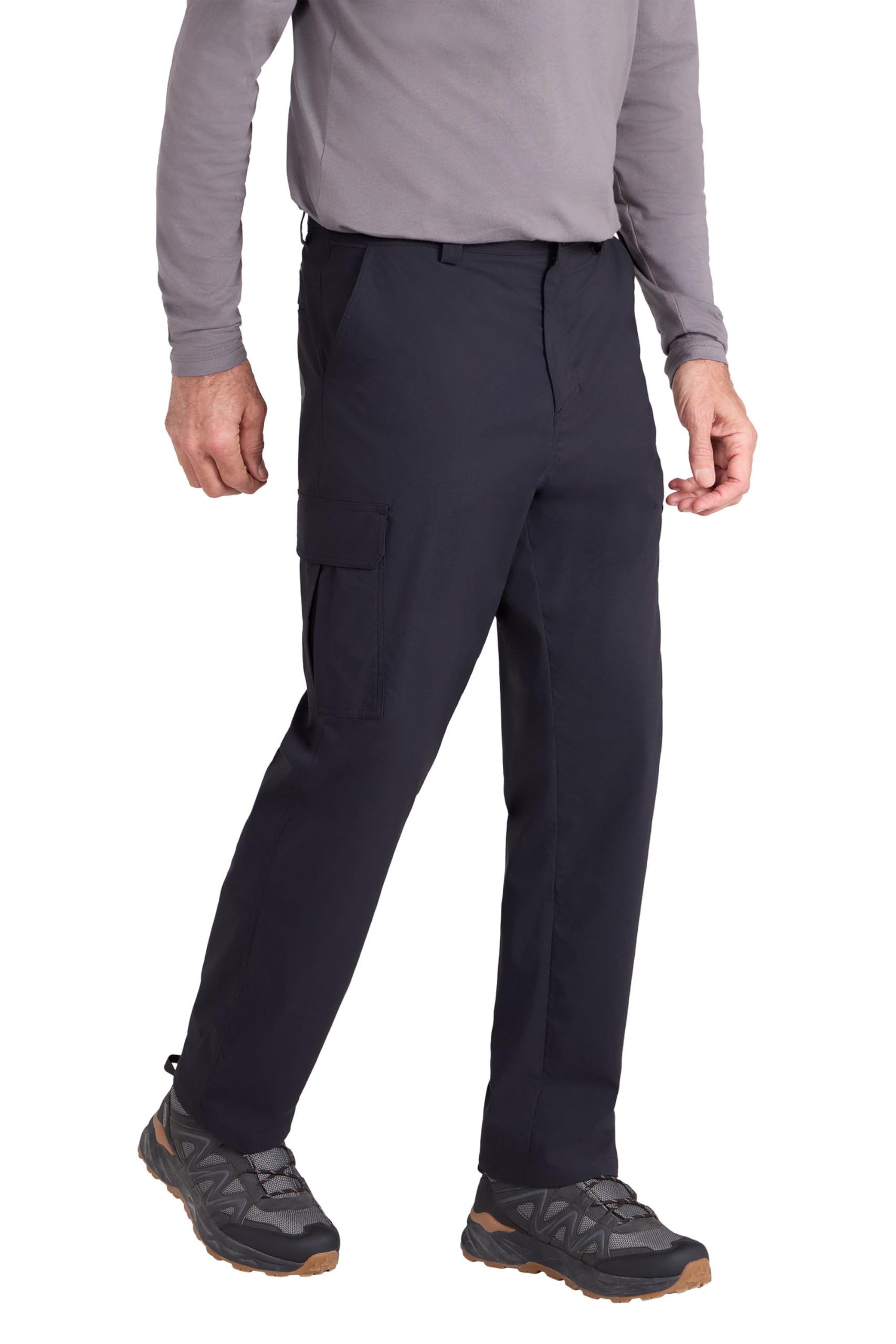 Mountain Warehouse Delta Mens Cargo Stretch Trousers - Stretchy Pants with UV Protection & Lots of Pockets - Spring Summer Walking, Hiking, Outdoors & Trekking Black Men's W36