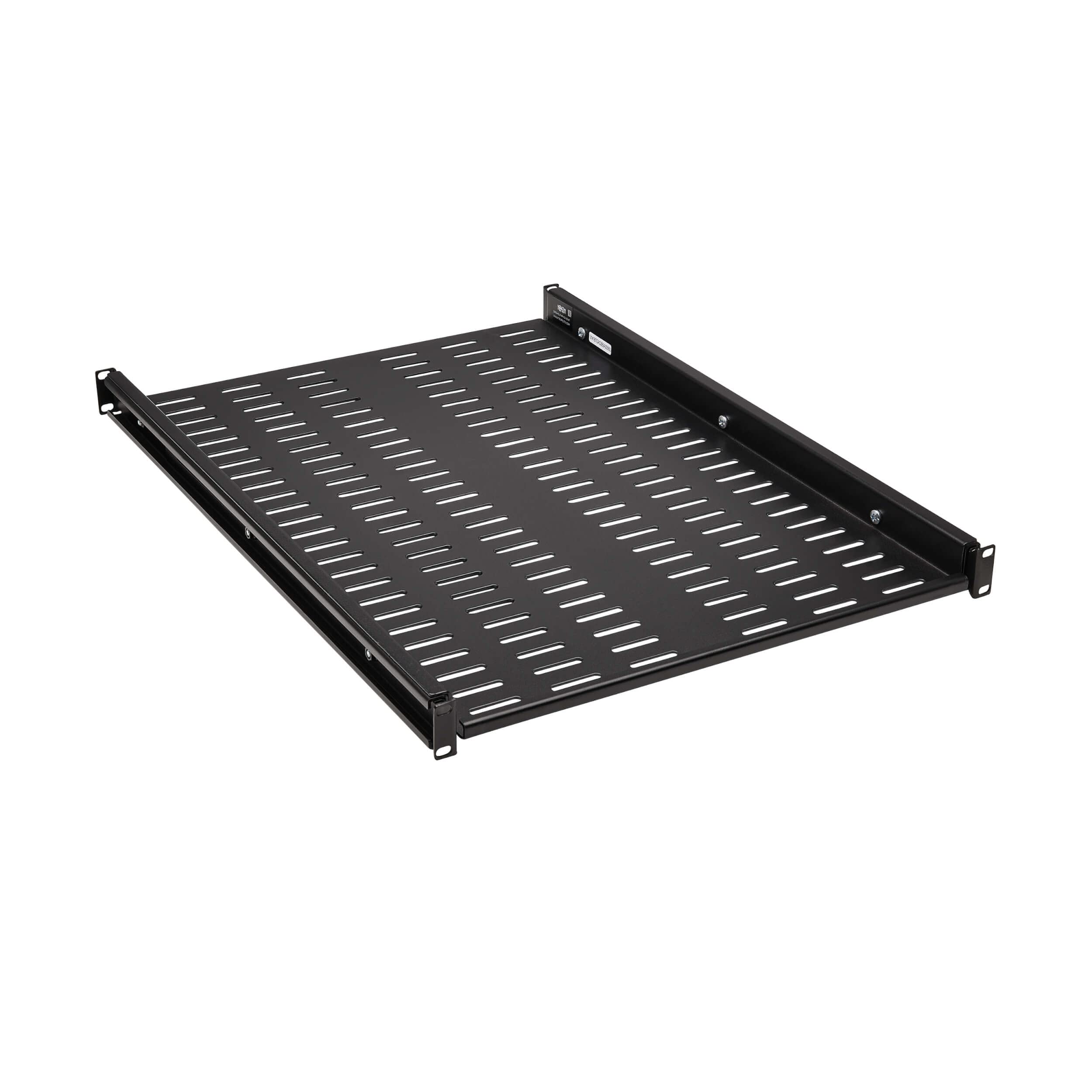 Tripp Lite 1U Adjustable Deep Rack Shelf, Adjust from 25 in to 40.75 inches, Black Steel, Vented Airflow Design, Mount Hardware Included, 250 lb / 113 kg Capacity, 5-Year Warranty (SRSHELF4PHDVENT)