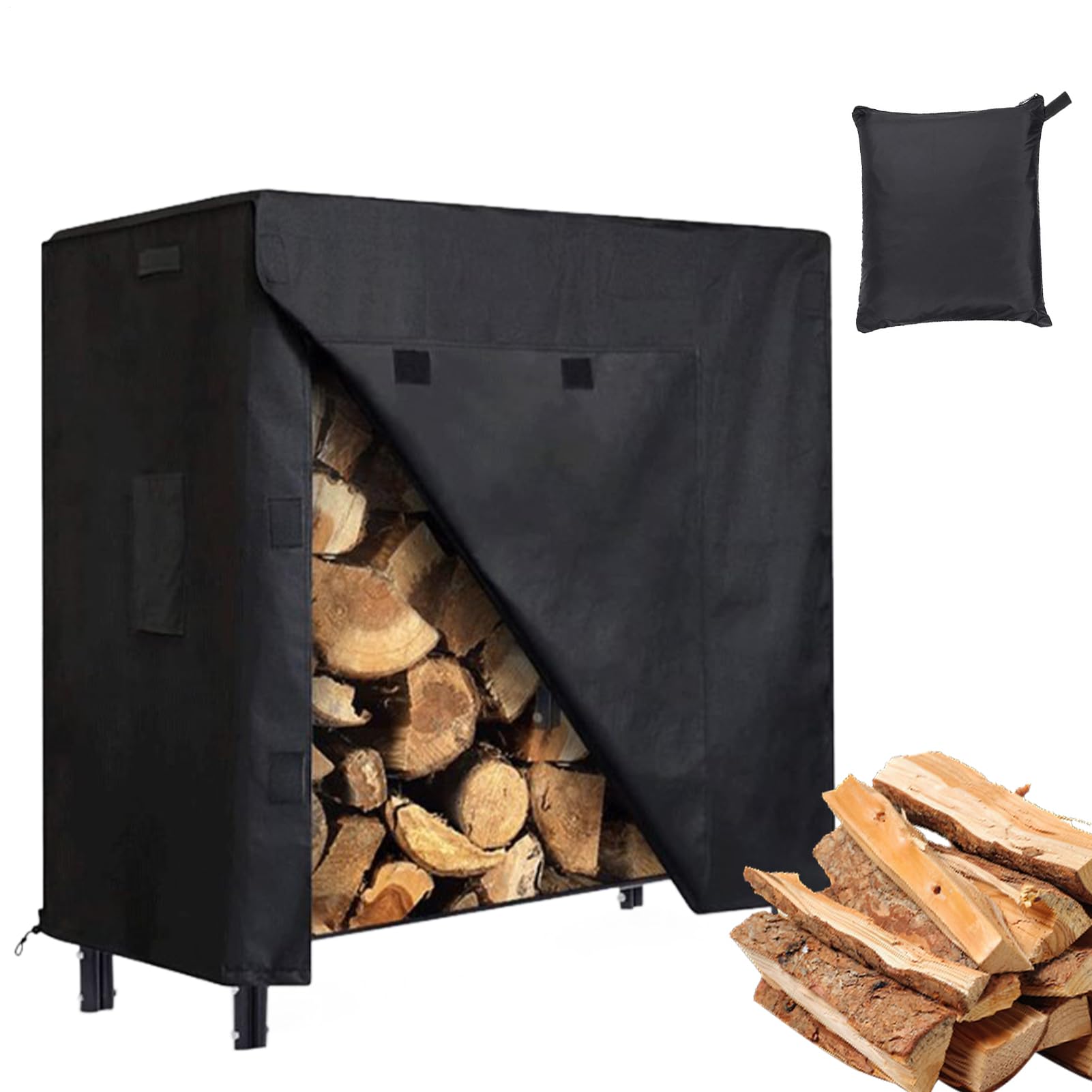 Support à bûches de bois de chauffage avec couvercle imperméable – Capacités imperméables, housse de support à bois de chauffage en tissu Oxford, couvertures robustes pour supports à bûches | Housses