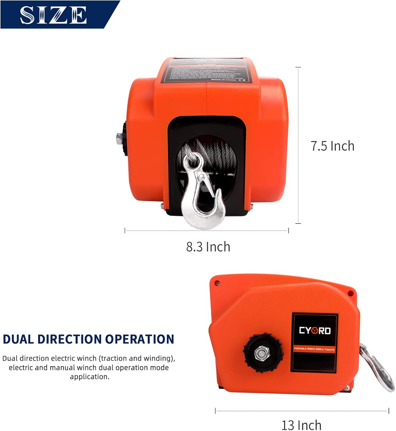 Cygrd Electric Boat Winch, Reversible Electric Trailer Winch 12V DC, Power-in, Power-out and Freewheel Operations for Boats Up to 6000 lbs with Wireless Remote Control and Hand Crank : Industrial & Scientific