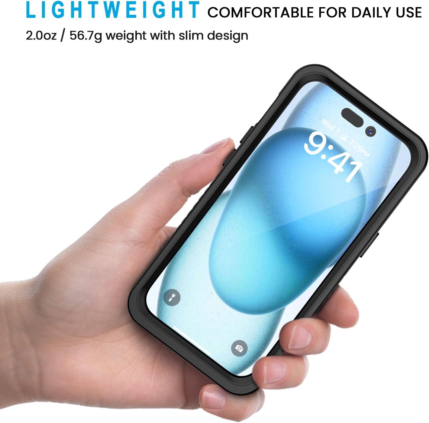 Lanhiem for iPhone 15 Case, IP68 Waterproof Dustproof Shockproof for iPhone 15 Cases with Built-in Screen Protector, Protective Heavy Duty Rugged Phone Cover for iPhone 15-6.1 inch (Black/Clear) - Image 4