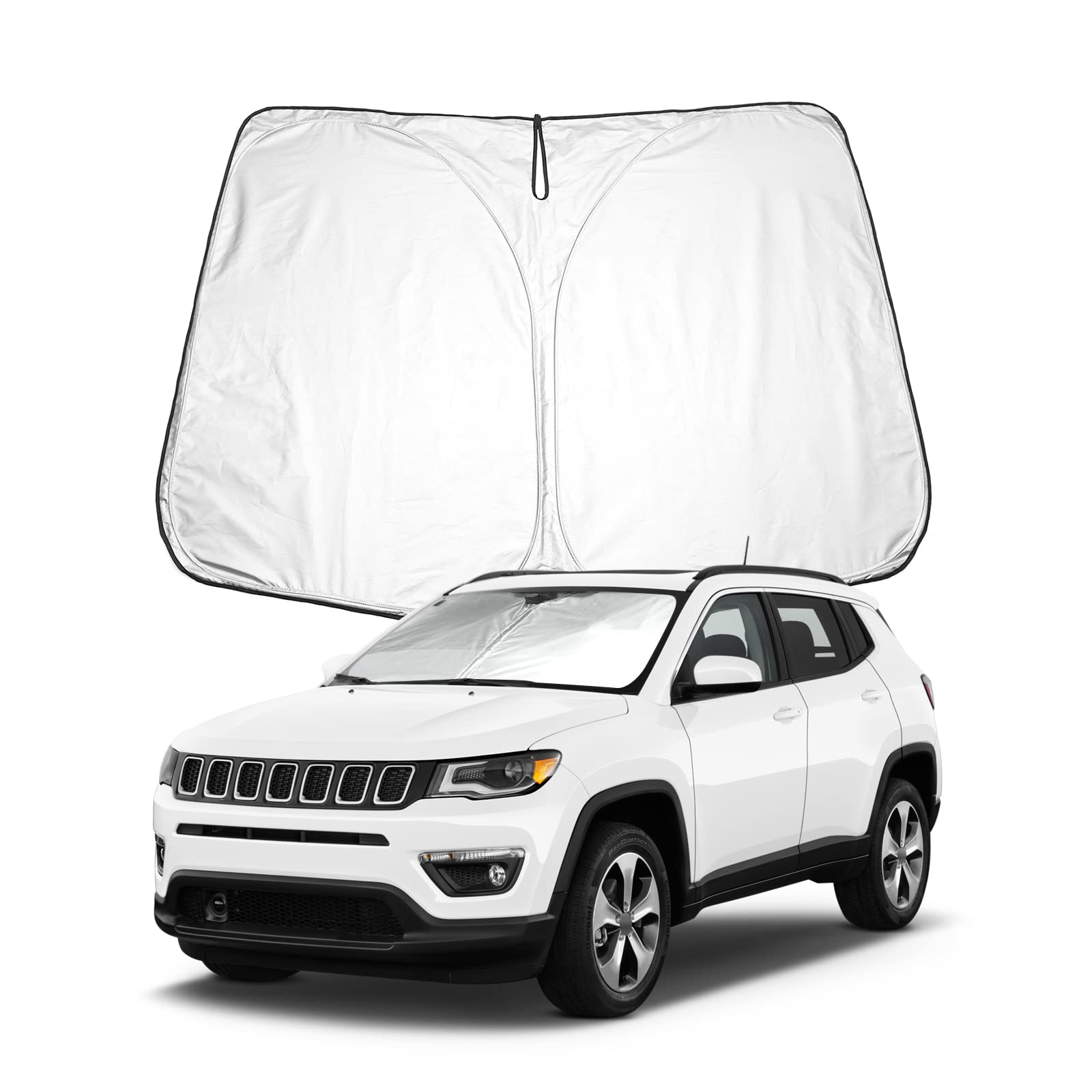 Parasole Per Jeep Compass 2016-2023 - Ripiegabile, Termico, Protezione UV, Nero - Foto 4
