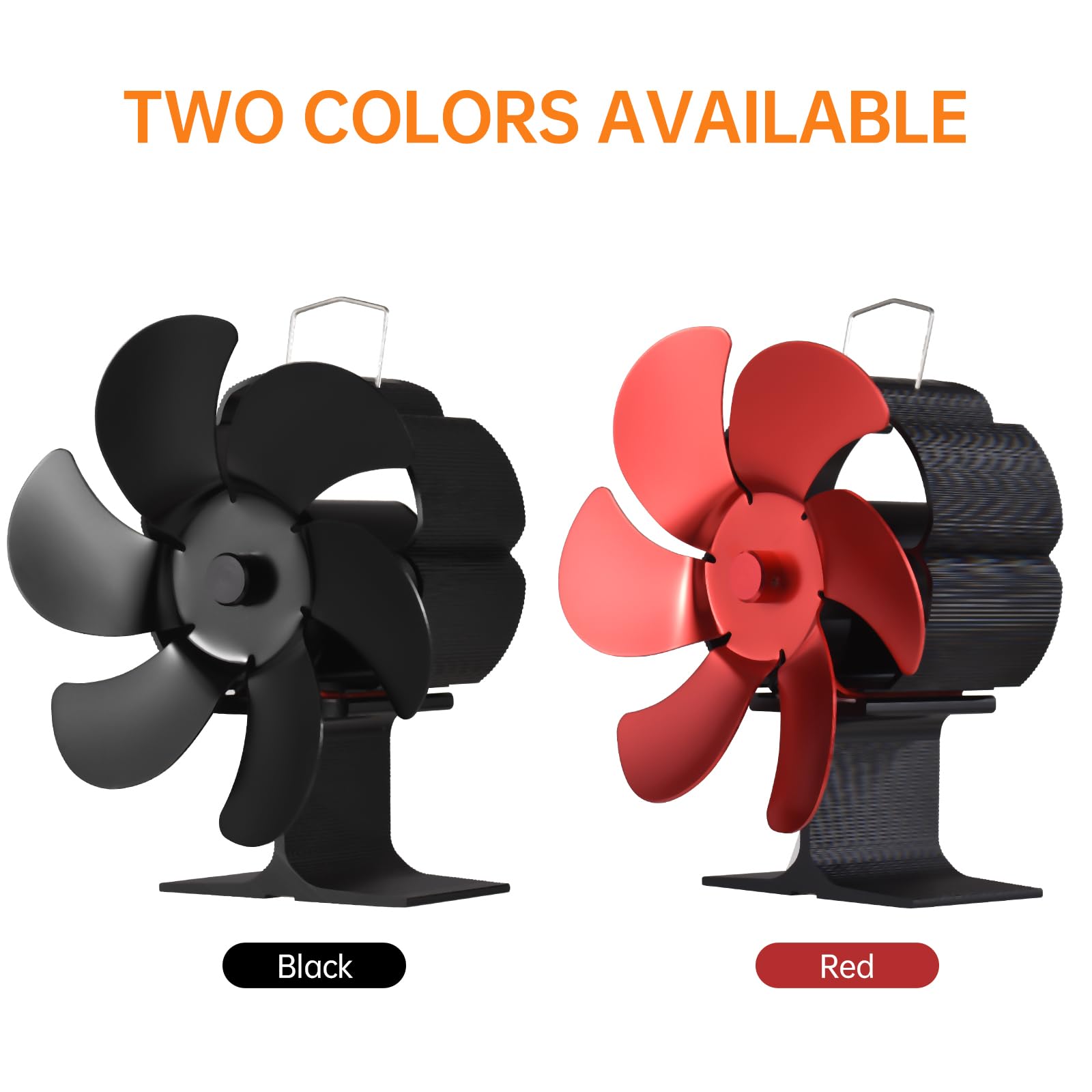 Ventilatore per Stufa a Legna 6 Pale Alimentato a Calore con Maniglia per Il Trasporto, Protezione da Surriscaldamento, Ventilatore Termico Portatile Non Elettrico per Stufa a (Rossa)